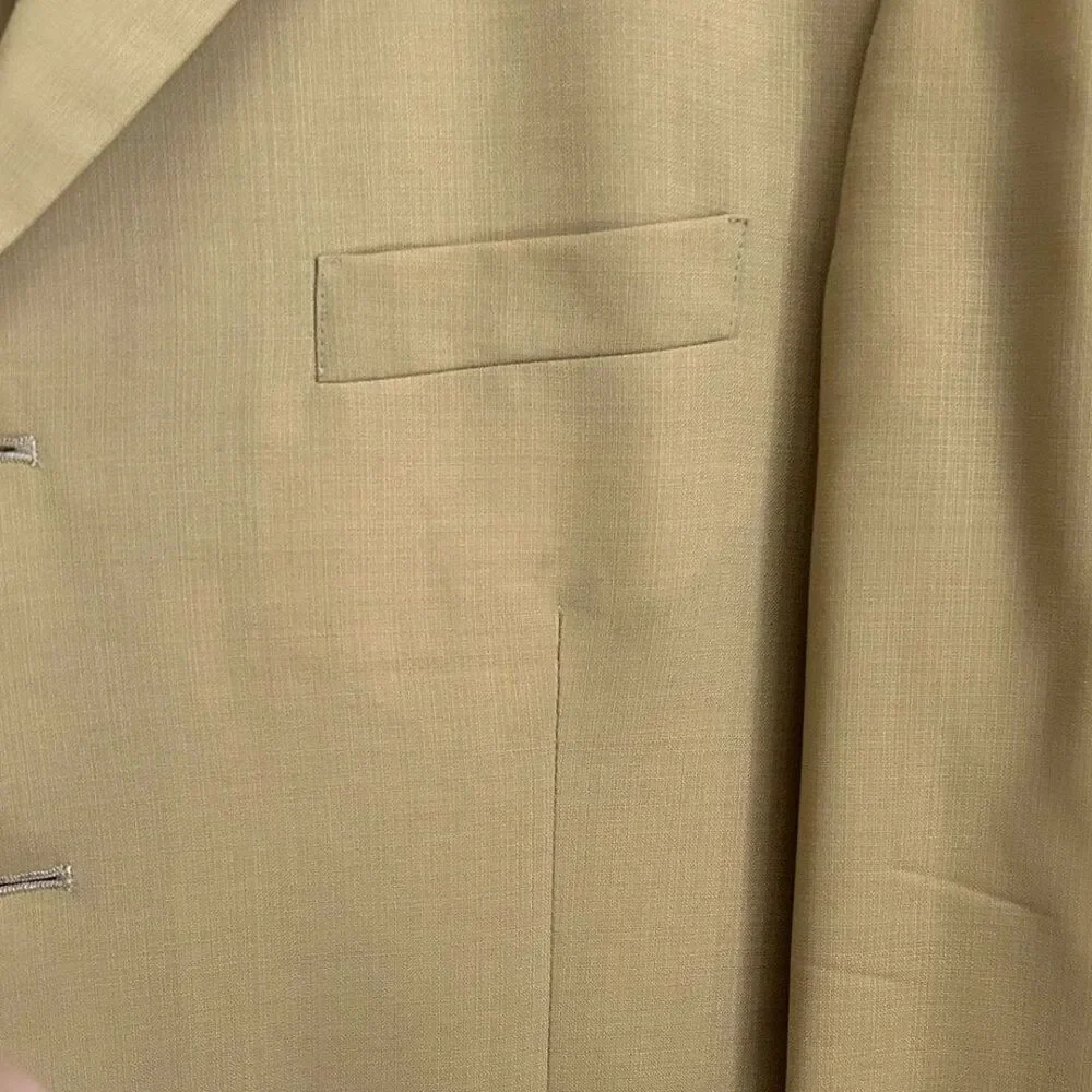 Claiborne Vintage 100% Worsted Wool Suit Jacket 4 Button Gold Bronze Size 44R